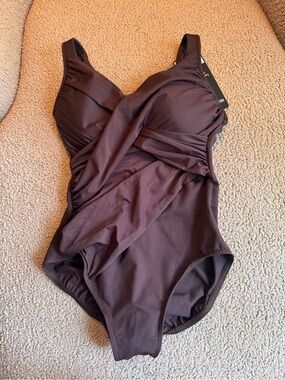 MiracleSuit One-Piece Twist Front Swimsuit in Sumatra Brown